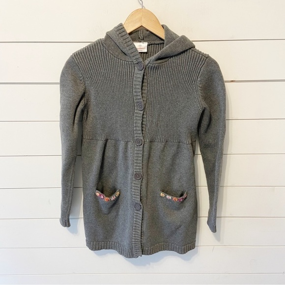 Hanna Anderson | Knit Long Hooded Embroidered Cardigan Sweater Size 150- US 12 - Picture 1 of 10
